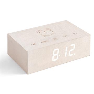 Gingko Flip Click Clock vækkeur I hvid birk - KoZmo Design Store