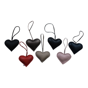 Hjerte i læder som vedhæng til f.eks. taske, fra von Herzen - findes i flere farver 