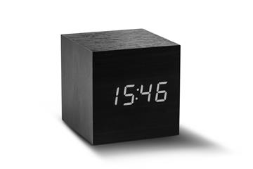 Gingko Cube Click Clock LED vækkeur i sort - KoZmo Design Store
